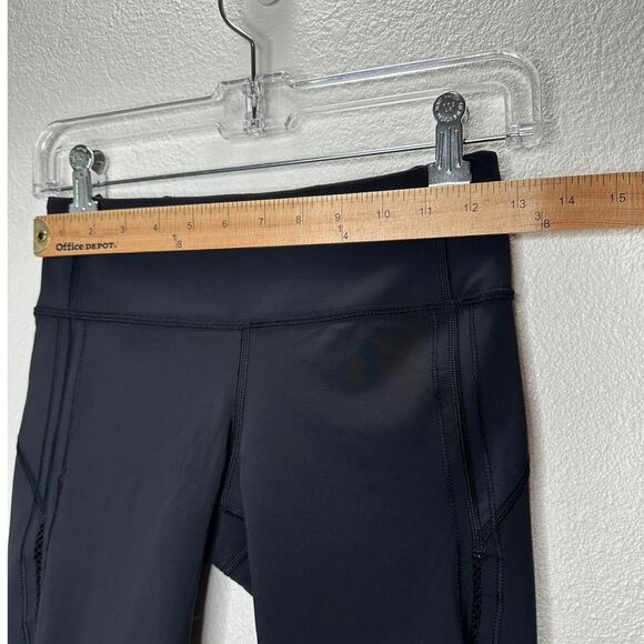 Lululemon Black Crop Leggings Mesh Calf Detail Yoga Pant Legging 4 - Picture 8 of 9
